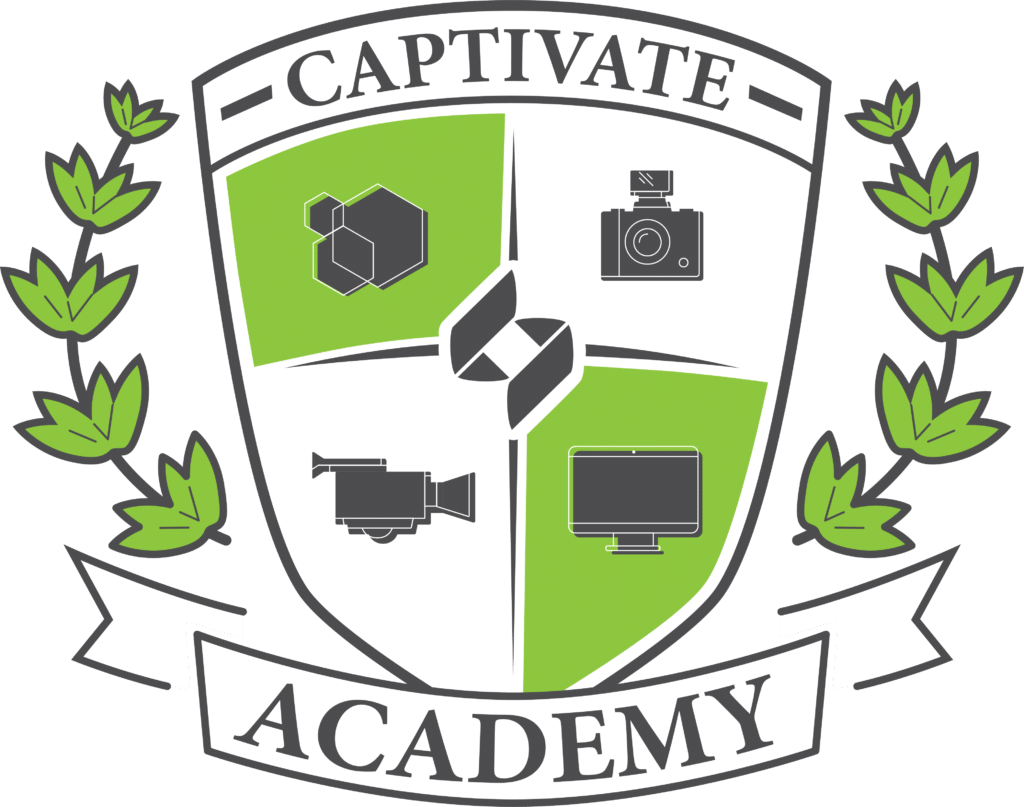 "Captivate Academy" badge-style logo