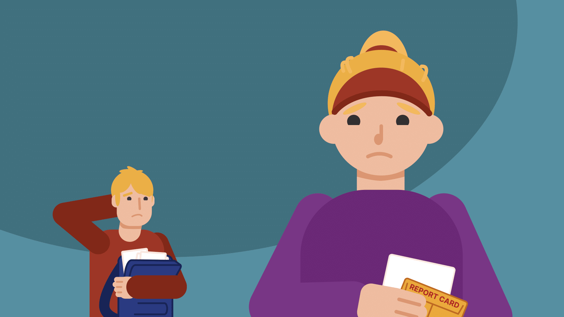 Animated videos- screenshot- Two students with concerned/worried expressions