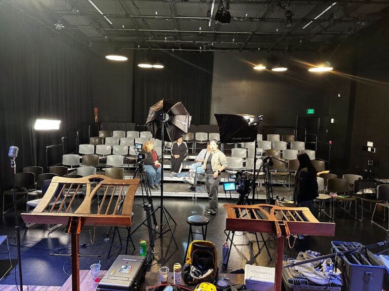 production set up of a theater room